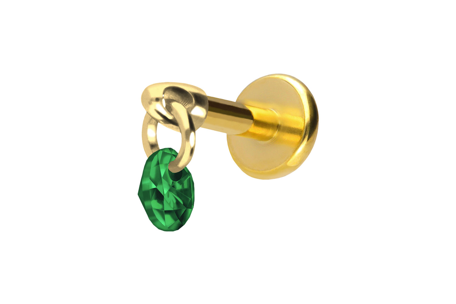 Titan Labret Piercing mit Push Fit RUNDER KRISTALL